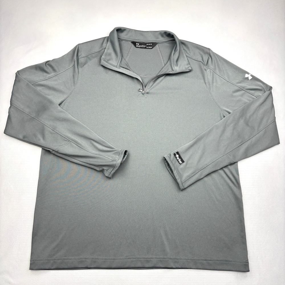 Under Armour Pullover Mens Large Gray HeatGear Quarter Zip Shirt Parker Logo